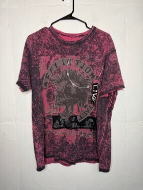 Affliction XL Pink Skull Thrashed Distressed T Shirt Tee Mens Womens